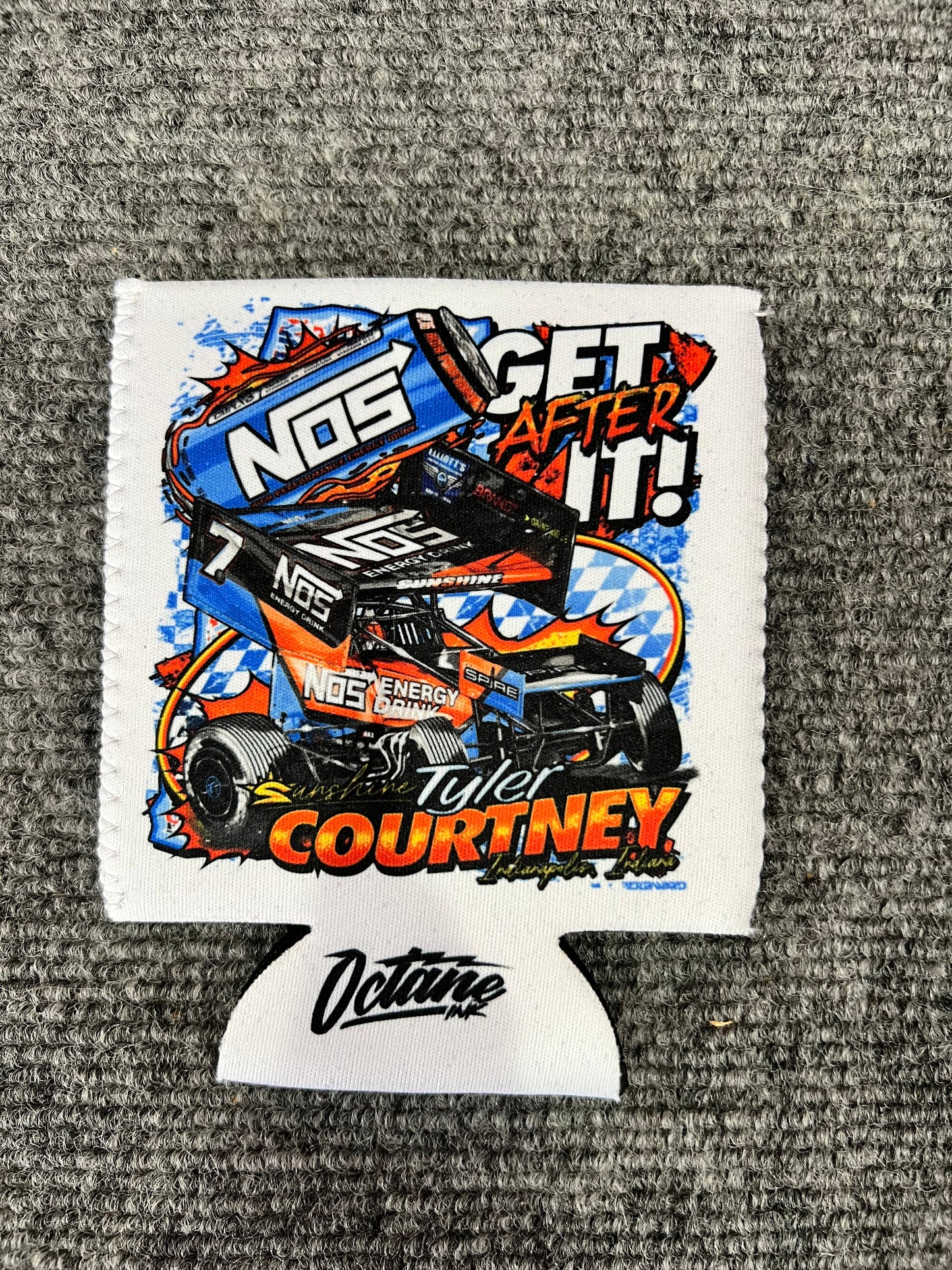 Get After It Short Can Coozie - White