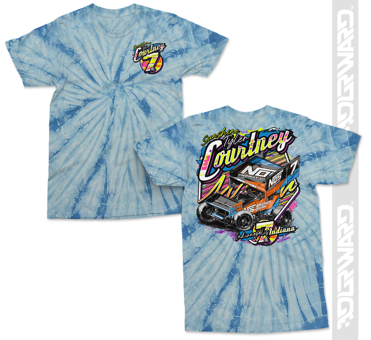 Neon 7BC T-Shirt - Spider Blue Tie Dye