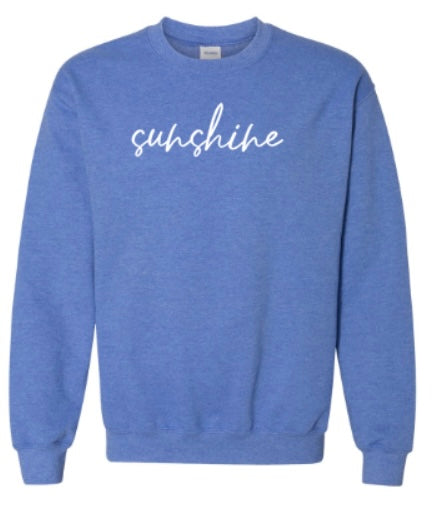 Embroidered Sunshine Lifestyle Crewneck - Heather Royal