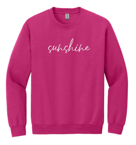 Embroidered Sunshine Lifestyle Crewneck - Heliconia (Pink)